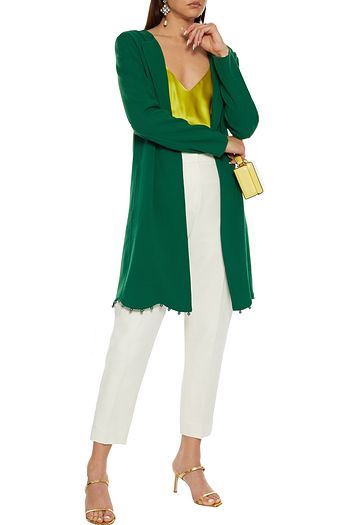OSCAR DE LA RENTA Bead-embellished wool-blend crepe coat
