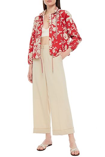 REDVALENTINO Point d'esprit-trimmed printed cotton hooded jacket