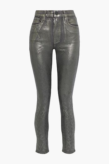 J BRAND Leenah metallic coated snake-print high-rise skinny jeans