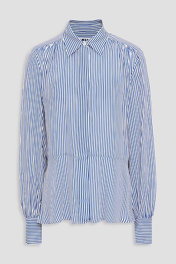 MSGM Gathered striped crepe shirt