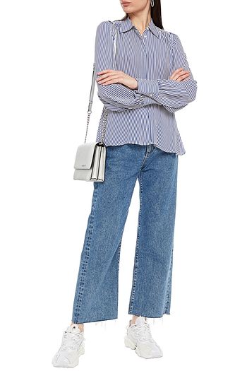 MSGM Gathered striped crepe shirt
