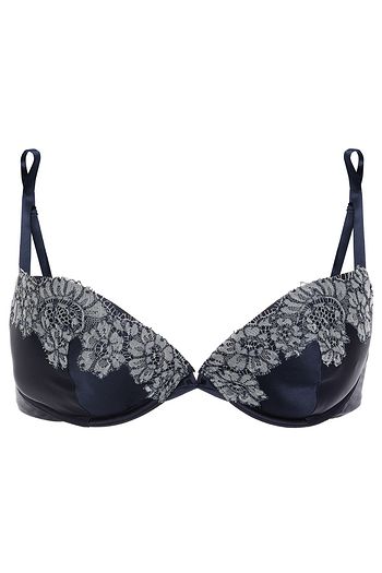 CARINE GILSON Lace-trimmed stretch-silk satin underwired balconette bra