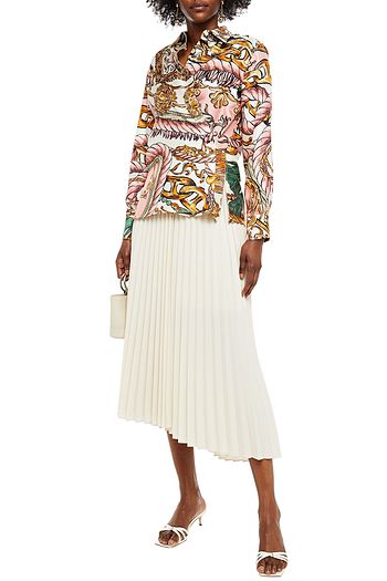 MOSCHINO Asymmetric printed silk-twill shirt
