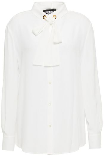 BOUTIQUE MOSCHINO Pussy-bow crepe de chine blouse