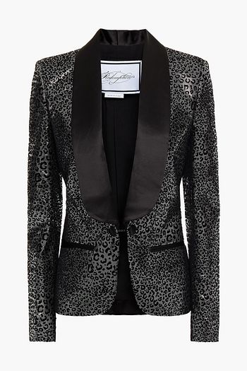 REDEMPTION Double-breasted metallic leopard-print devoré-velvet blazer