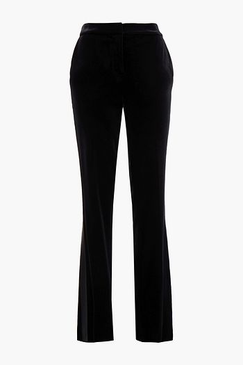 REDEMPTION Satin-trimmed velvet bootcut pants
