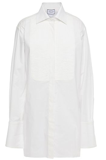 REDEMPTION Pintucked cotton-blend poplin mini shirt dress