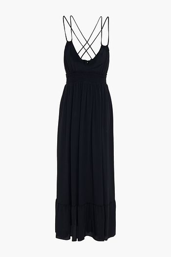 REDVALENTINO Shirred crepe de chine midi dress