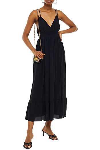 REDVALENTINO Shirred crepe de chine midi dress