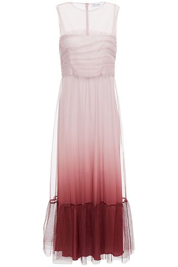 REDVALENTINO Pleated dégradé tulle midi dress