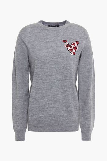 MARKUS LUPFER Mia Lip sequin-embellished mƩlange merino wool sweater
