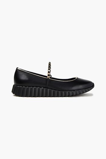 SALVATORE FERRAGAMO Sandy chain-trimmed leather ballet flats