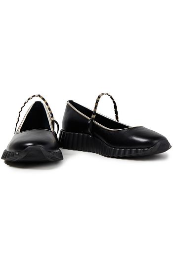 SALVATORE FERRAGAMO Sandy chain-trimmed leather ballet flats