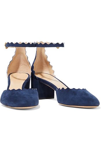 CHLOÉ Lauren scalloped suede pumps