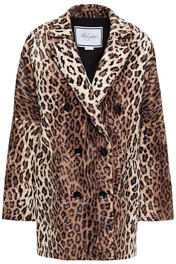 REDEMPTION Double-breasted leopard-print faux fur coat