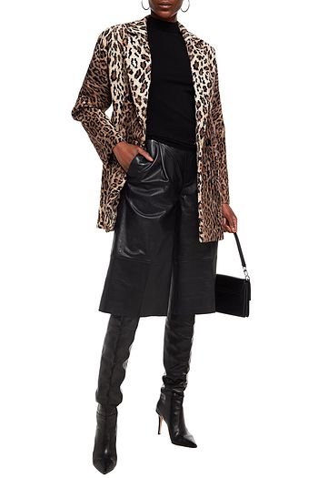 REDEMPTION Double-breasted leopard-print faux fur coat