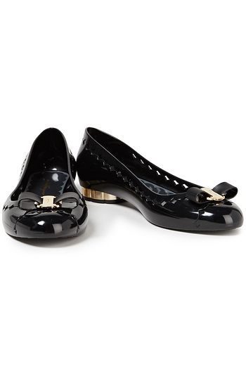 SALVATORE FERRAGAMO Jelly bow-embellished rubber ballet flats
