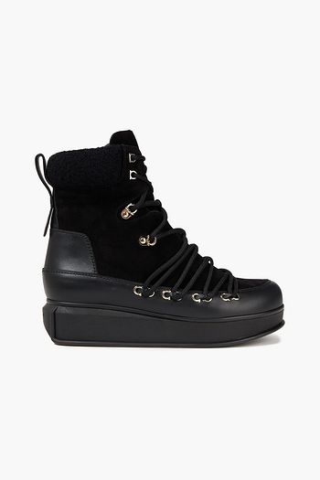 SALVATORE FERRAGAMO Milo shearling-trimmed leather and suede snow boots
