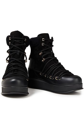SALVATORE FERRAGAMO Milo shearling-trimmed leather and suede snow boots
