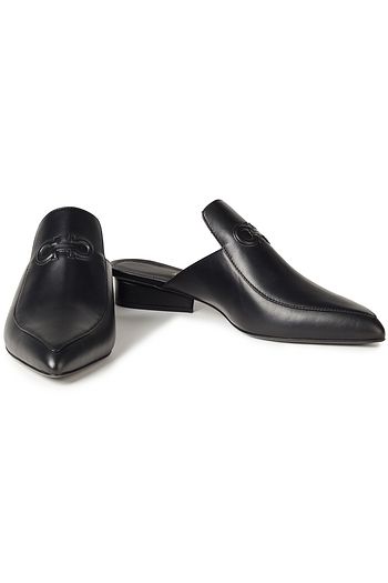 SALVATORE FERRAGAMO Gancini embossed leather slippers