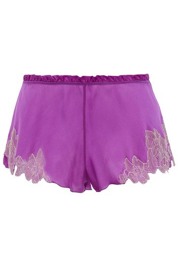 CARINE GILSON Chantilly lace-trimmed silk-satin pajama shorts