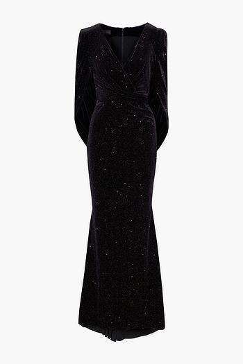 TALBOT RUNHOF Rosin cape-effect glittered velvet gown