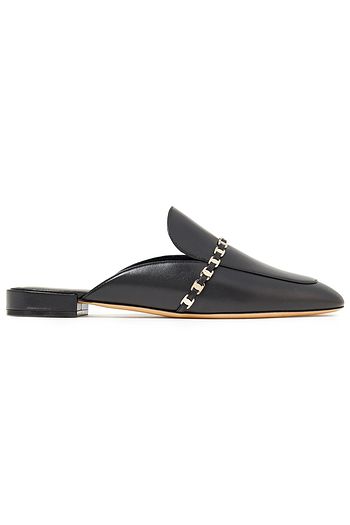 SALVATORE FERRAGAMO Titi chain-embellished leather slippers