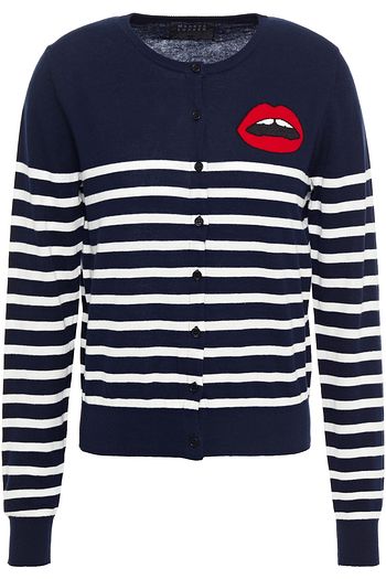 MARKUS LUPFER April Lip embellished striped cotton cardigan