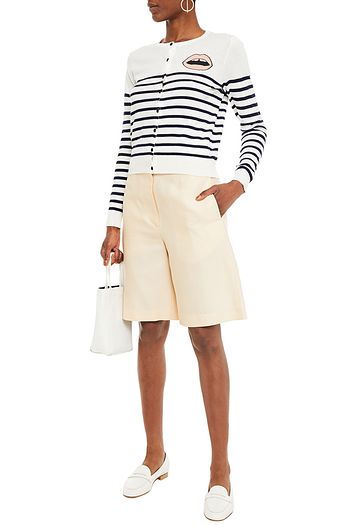 MARKUS LUPFER April Lip embellished striped cotton cardigan