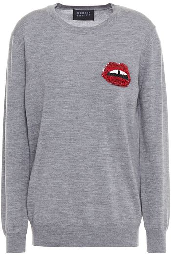 MARKUS LUPFER Lara Lip Natalie embellished mélange merino wool sweater