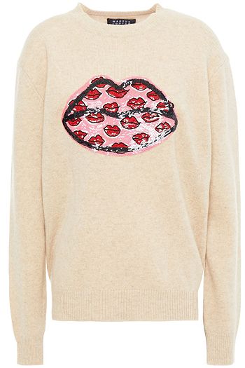 MARKUS LUPFER Jamie Lip embellished mƩlange merino wool sweater
