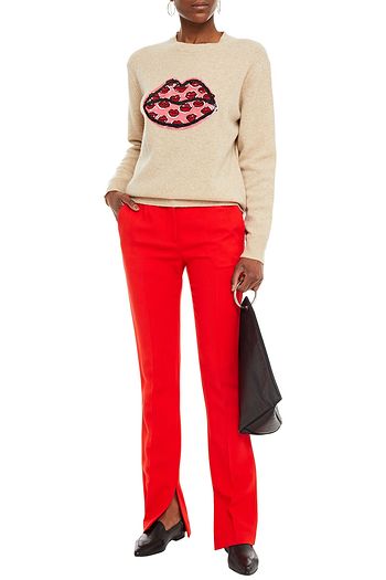 MARKUS LUPFER Jamie Lip embellished mƩlange merino wool sweater