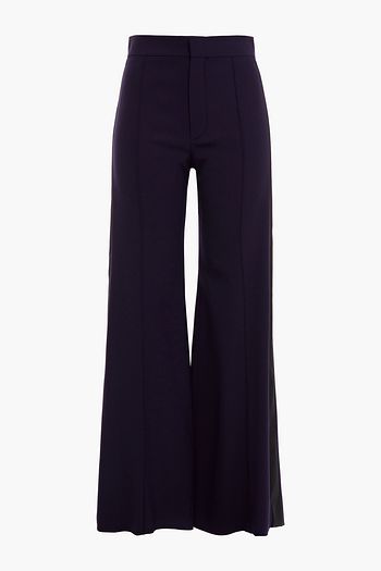 CHLOÉ Silk satin-trimmed wool-blend wide-leg pants
