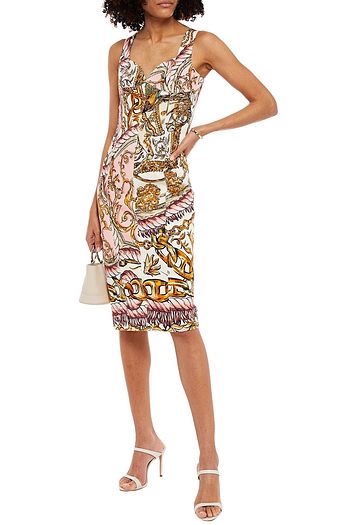 MOSCHINO Printed stretch-cotton twill dress