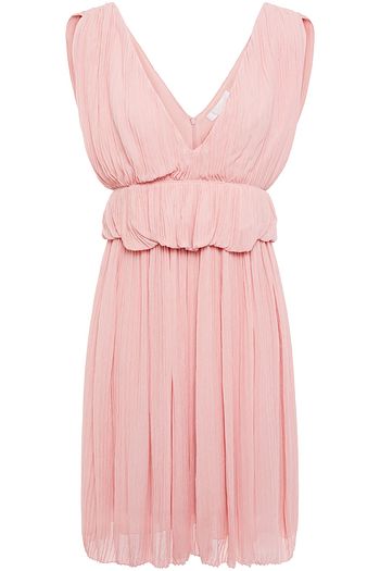 CHLOÉ Ruffled plissé-georgette mini dress