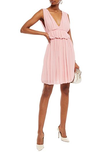 CHLOÉ Ruffled plissé-georgette mini dress