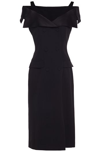 ALBERTA FERRETTI Cold-shoulder satin-trimmed crepe midi dress