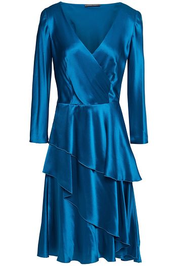 ALBERTA FERRETTI Wrap-effect tiered silk-satin dress