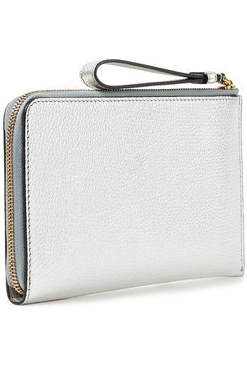 BURBERRY Metallic pebbled-leather travel wallet