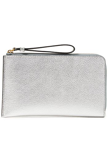 BURBERRY Metallic pebbled-leather travel wallet