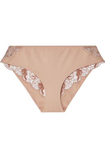LA PERLA Stretch-jersey and embroidered tulle low-rise briefs