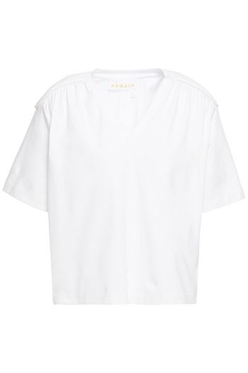 REMAIN BIRGER CHRISTENSEN Gathered cotton-blend jersey top