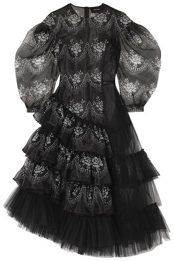 SIMONE ROCHA Tiered printed organza and tulle midi dress