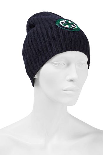 TORY BURCH Beanie aus Merinowolle mit Applikationen