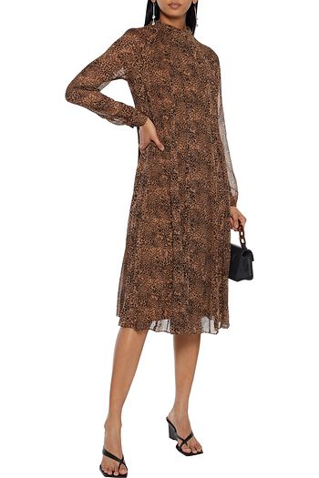 MIKAEL AGHAL Leopard-print georgette dress