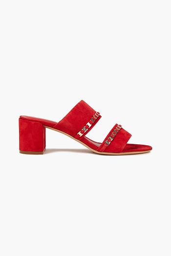SALVATORE FERRAGAMO Trabia chain-trimmed suede sandals