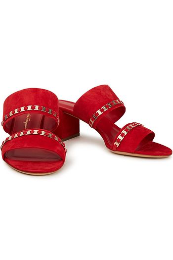 SALVATORE FERRAGAMO Trabia chain-trimmed suede sandals