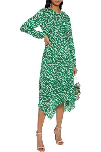 MIKAEL AGHAL Layered ruffled floral-print crepe midi dress