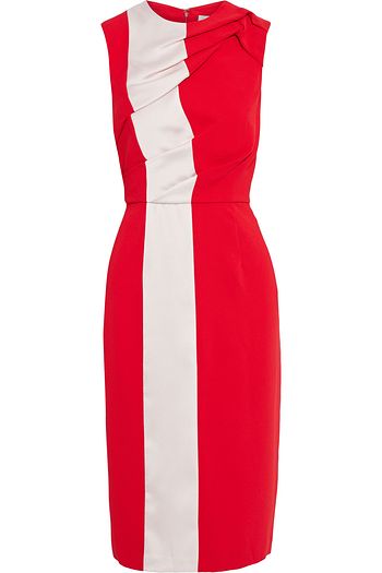 MIKAEL AGHAL Pleated two-tone satin-paneled crepe dress