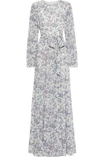 MIKAEL AGHAL Belted printed crepe de chine maxi dress